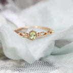 S925 Sterling Silver Japanese Olivine Zircon Ring