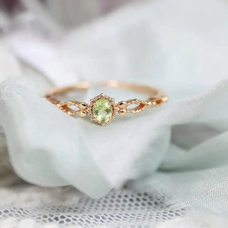 S925 Sterling Silver Japanese Olivine Zircon Ring