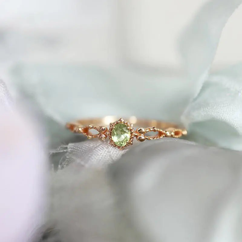 S925 Sterling Silver Japanese Olivine Zircon Ring