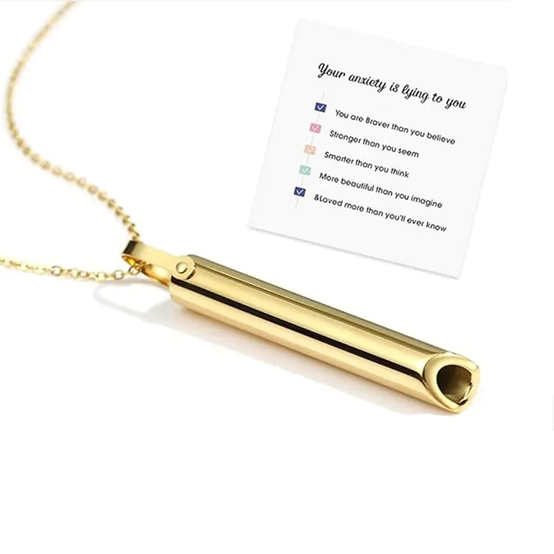 Stainless Steel Whistle Pendant Necklace for Meditation