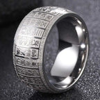 Buddhist Series Titanium Steel Mantra Meditation Ring