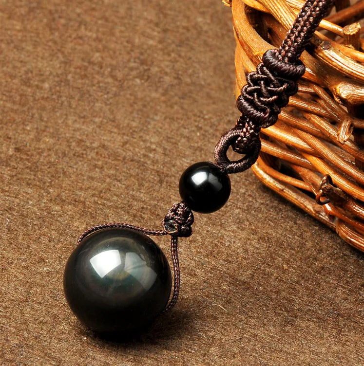 Natural Black Obsidian Amulet Necklace