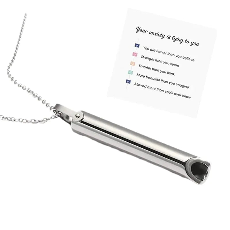 Stainless Steel Whistle Pendant Necklace for Meditation