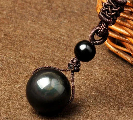 Natural Black Obsidian Amulet Necklace