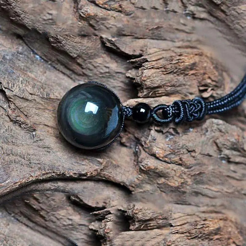 Natural Black Obsidian Amulet Necklace