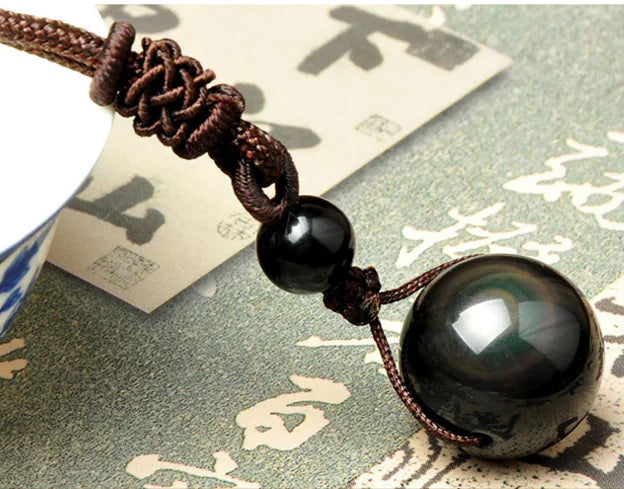 Natural Black Obsidian Amulet Necklace